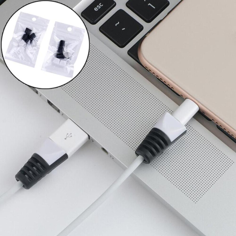 (Black) 4Pcs Practical Protector Saver Cover For Phones Usb Charger Cable Cord Wire