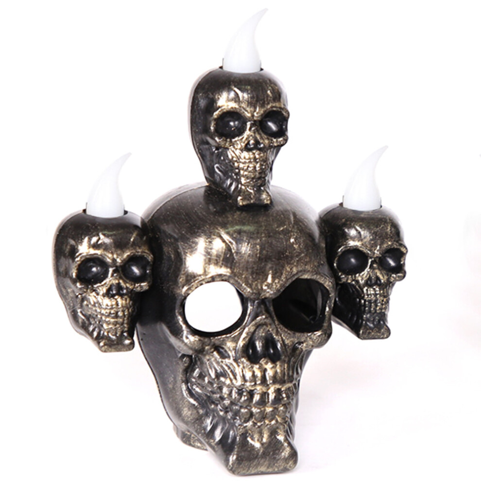 (Gold Skull) Glowing Halloween Skeleton Candle Holder With Smoke Effect For Festive Decor-image-OPC-PFQ922S-NEW