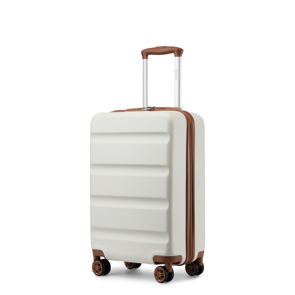 (19 inch) 19/24/28 Inch ABS Hard Shell Suitcase Cream Color Luggage with 4 Spinner Wheels and Dial Combination Lock