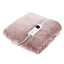 Carmen Comfort C81148PNK Fleece Luxury Electric Heated Flow and Over Blanket with 9 Heat Settings, Dusty Pink