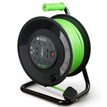Desiretech Heavy Duty Portable Cable Reel Extension 4 Sockets, Black and Green, 50M