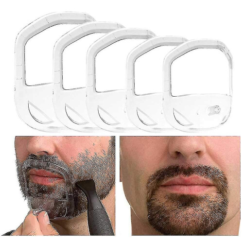(White) 5 Sizes Goatee Shaving Template Beard Guide Shaper Beard Shaping & Styling Template For Men