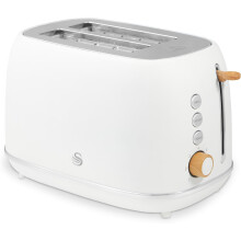 Swan Fjord 2 Slice Toaster with Wooden Accents ST19030WHT (White)