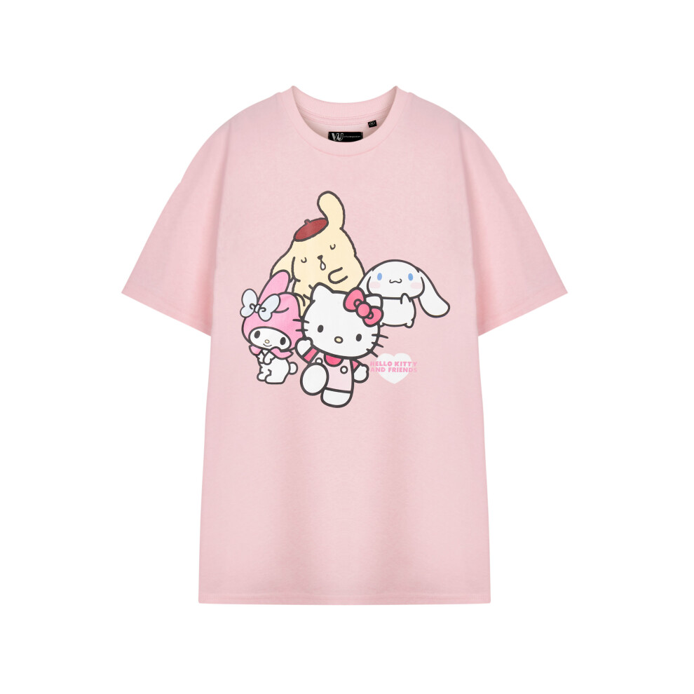 (Large) Hello Kitty Short Sleeved T-Shirt (Womens Pink)