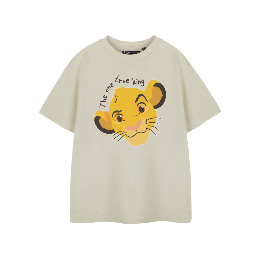 (5-6 Years) Disney The Lion King Short Sleeved T-Shirt (Unisex Kids Beige)