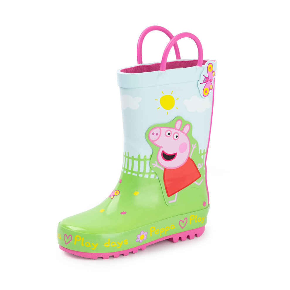 (4 UK Child) Peppa Pig Wellington Boots with Handles (Unisex Kids Multicoloured)