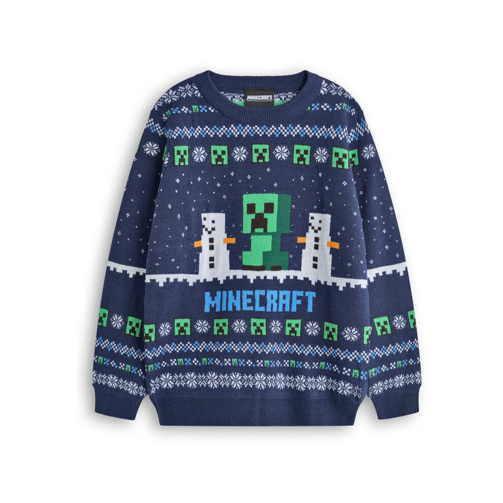 (9-10 Years) Minecraft Christmas Jumper (Boys Blue)