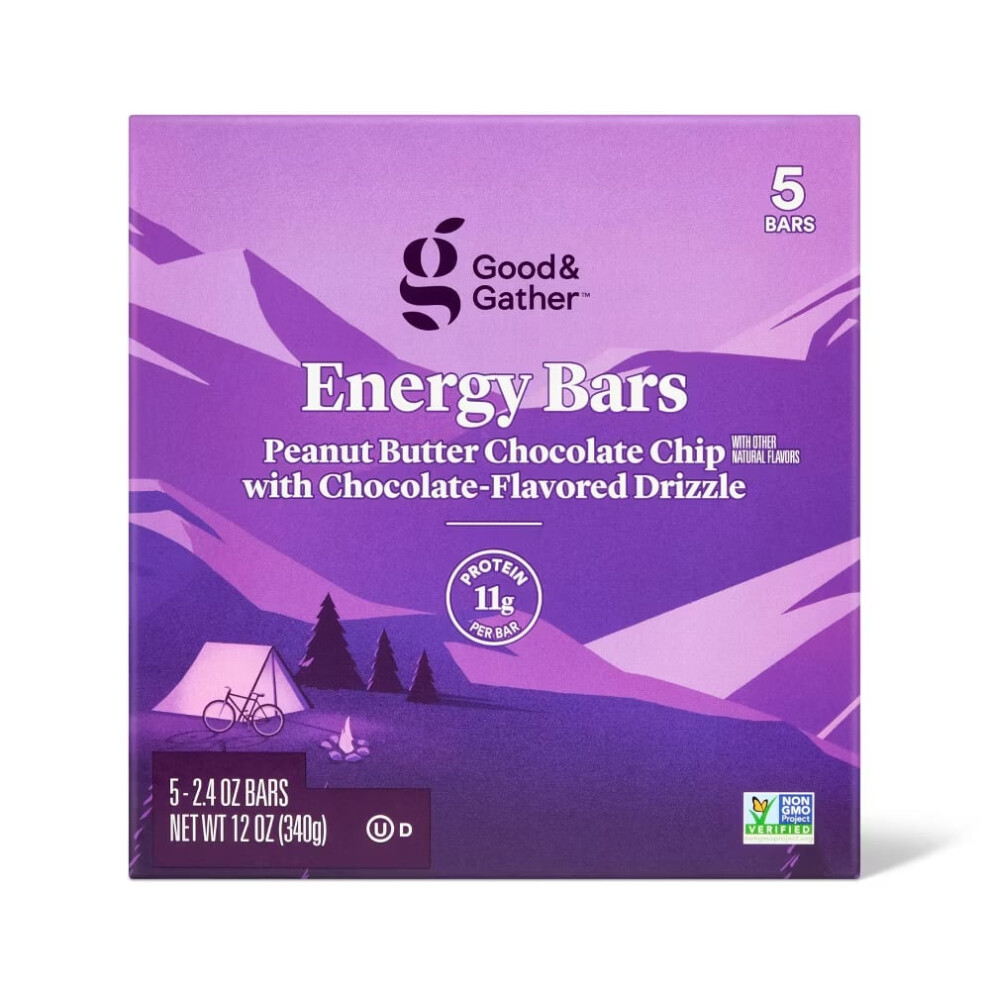 Good & Gather Energy Bar Peanut Butter Chocolate Chip 5Ct
