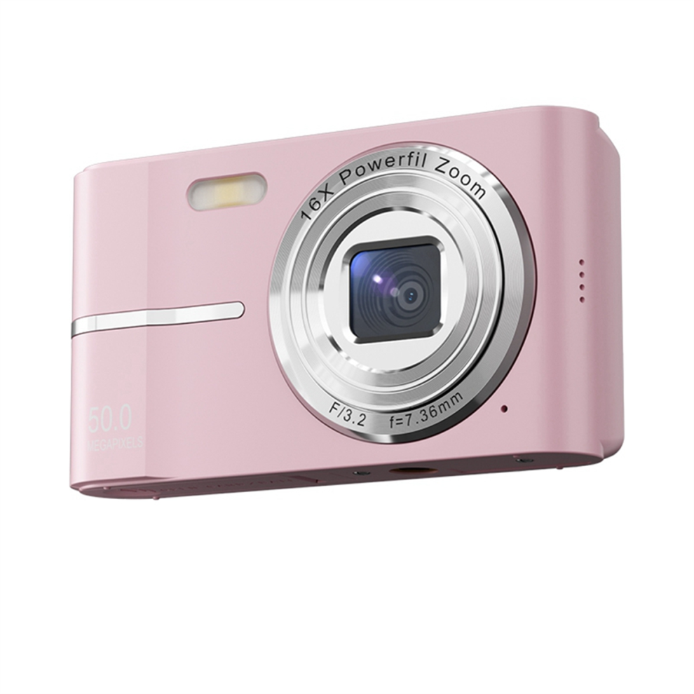 2.4 Inch Retro Digital Camera 4K HD Small Portable CMOS Mini 50MP 16x Zoom Video Recorder Pink