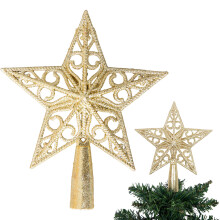 (Gold) Christmas Star Tree Topper Glitter Crown Xmas Tree Ornament 14.5cm