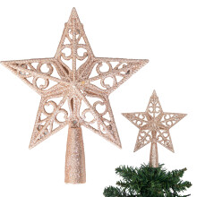 (Rose Gold) Christmas Star Tree Topper Glitter Crown Xmas Tree Ornament 14.5cm