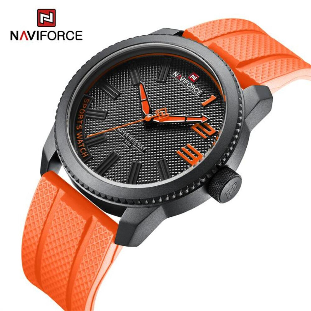 (Orange, 255mm) Naviforce Watch For Men Original Waterproof Japan Movement Wristwatches NF9202T