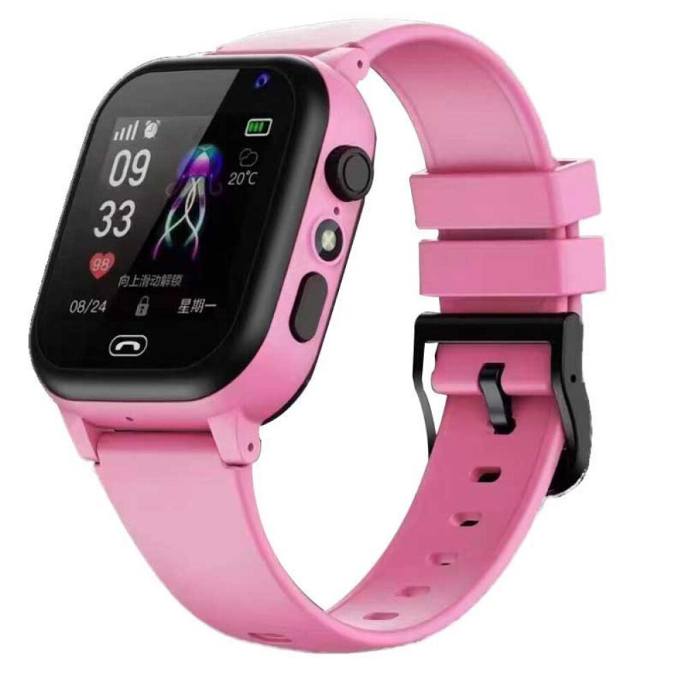 (Pink) Kids Smart Watch Phone LBS Location SOS Camera Video Call SIM Card Flashlight Alarm Clock Camera Children Smartwatch Gifts