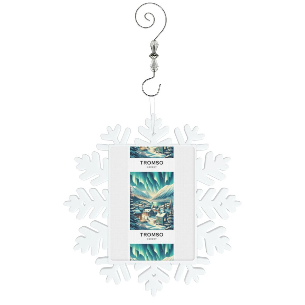 (Tromso Norway Aurora=2940) Christmas Ornament Snowflake Tree Decoration Car Hanging Charm Gift with Hook Keepsake for Friends Family
