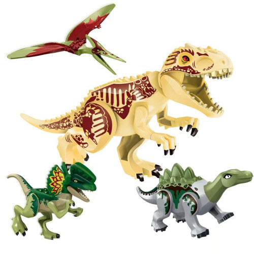 (4pcs-A) 8pcs Jurassic Dinosaur World Minifigures Toys