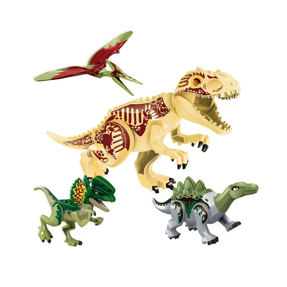 (4pcs-A) 8pcs Jurassic Dinosaur World Minifigures Toys Fit Lego