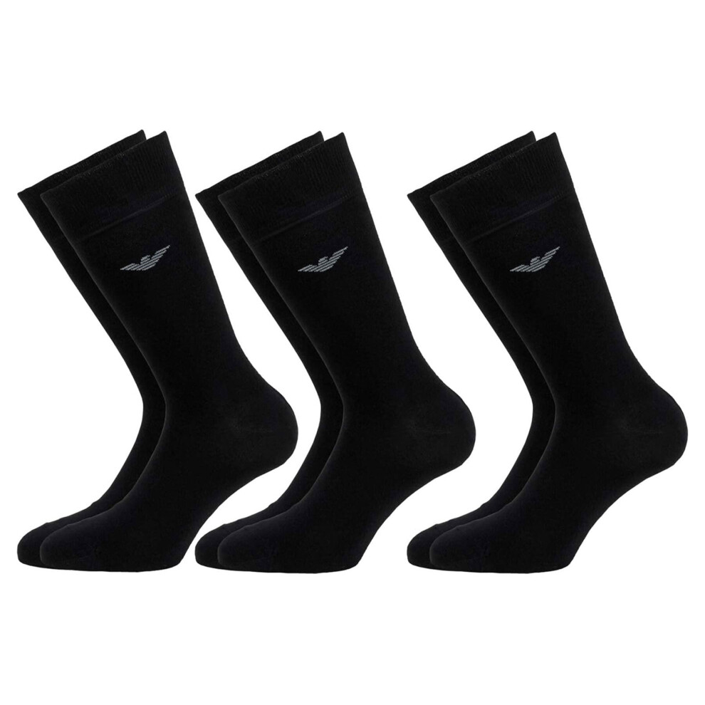 (Black, UNI) Emporio Armani CC300 Mens Crew Socks 3 Pack