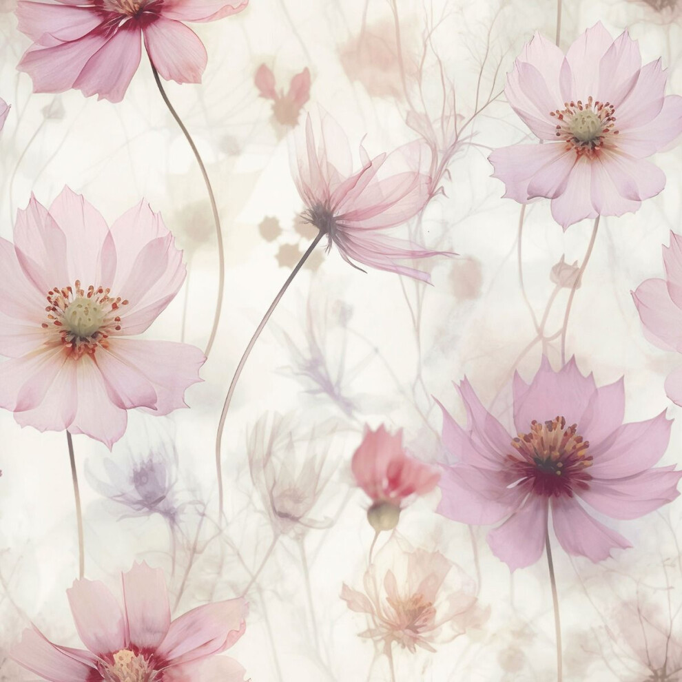 (10m x 53cm, Pink) Muriva Lissa Flowers Wallpaper