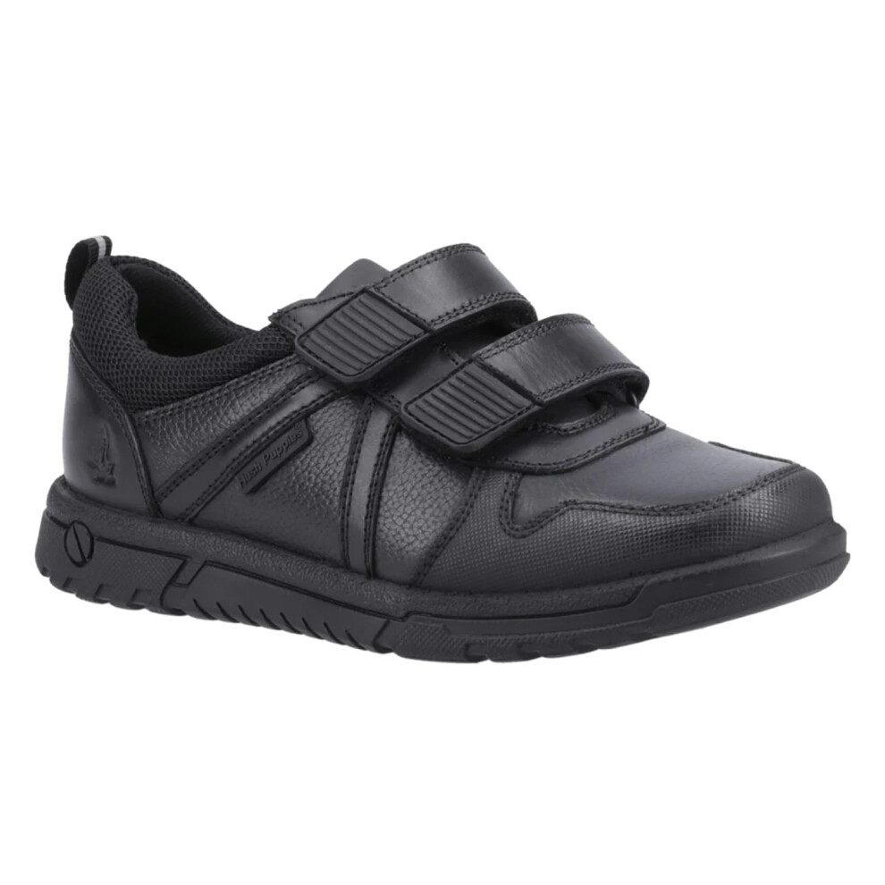 (13 UK Child, Black) Hush Puppies Boys Spencer Leather School Shoes