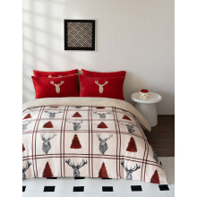 (Single ) Teddy Bear Fleece Stag Duvet Set Fluffy Warm Soft