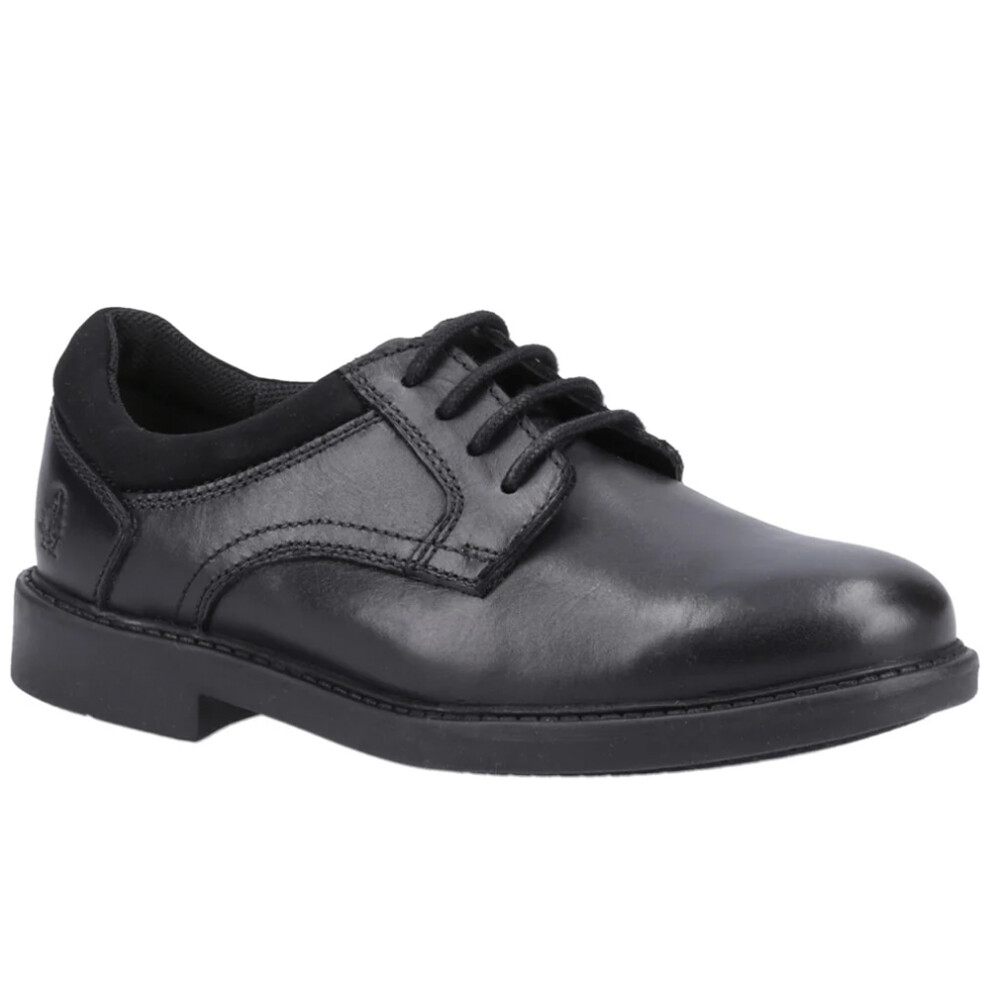 (8 UK Child, Black) Hush Puppies Boys Tommy Leather School Shoes