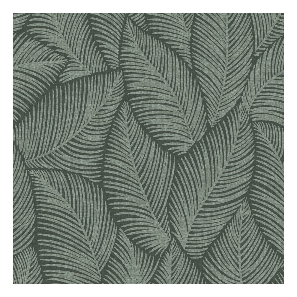 (10m x 53cm, Green) Muriva Denver Leaf Vinyl Wallpaper