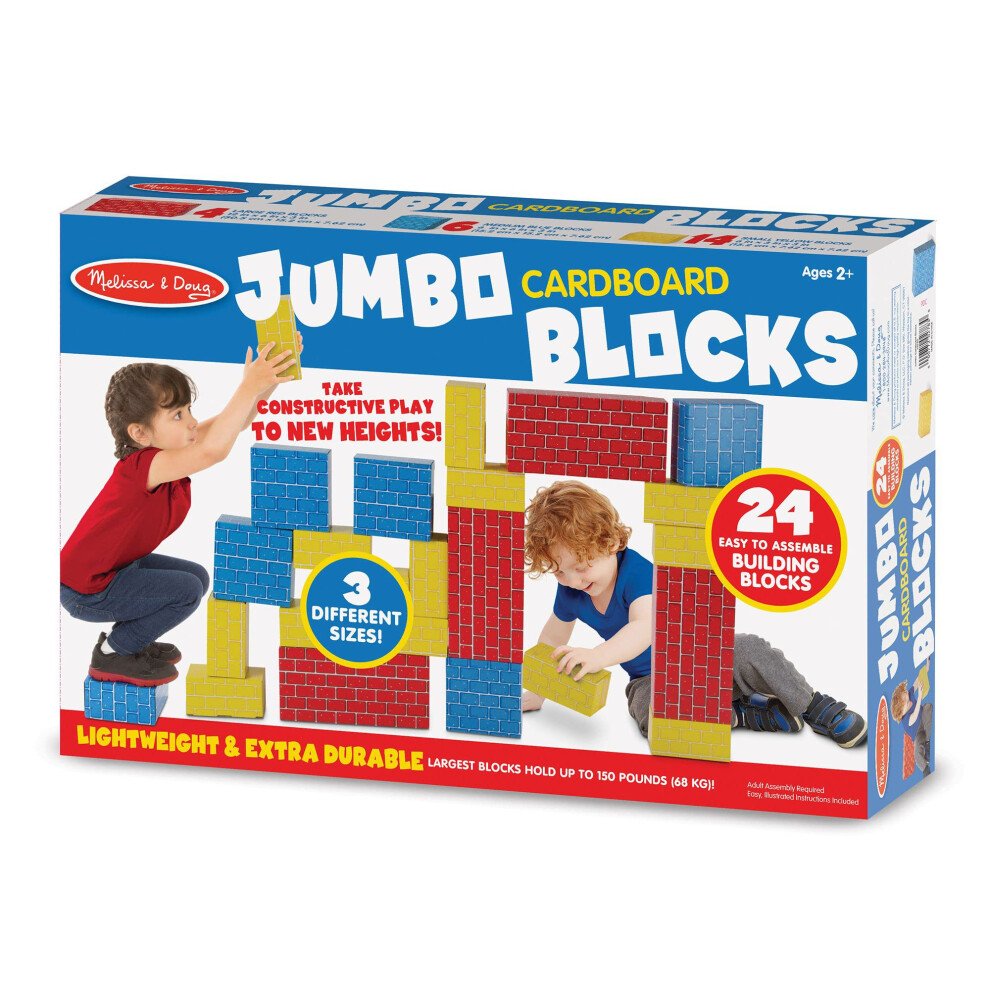 Melissa  Doug ExtraThick Cardboard Building Blocks  24 Blocks in 3 Sizes