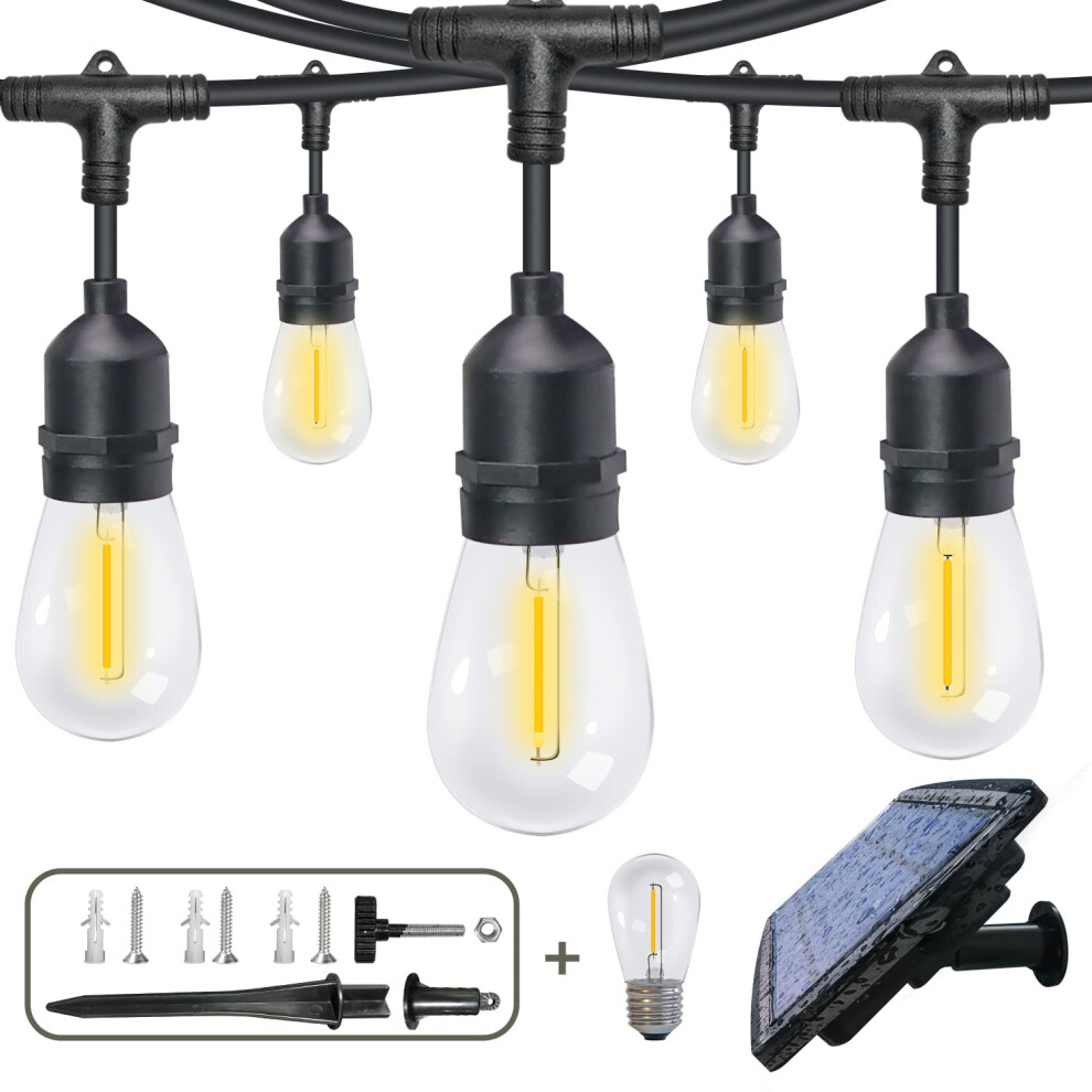Fmix Outdoor Solar String Lights Outdoor Waterproof 48FT S14 10hrs Solar Outdoor String Lights Solar Powered String Lights Outd