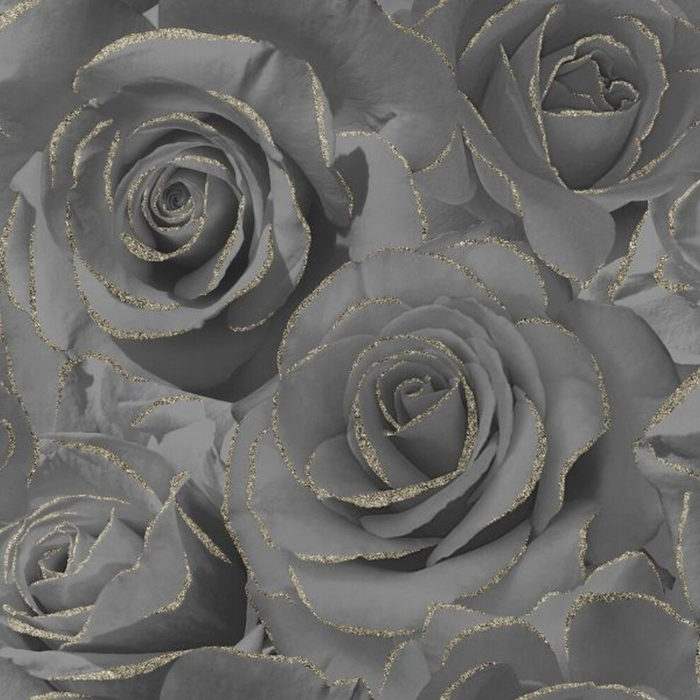 (10m x 53cm, Black) Muriva Madison Roses Wallpaper