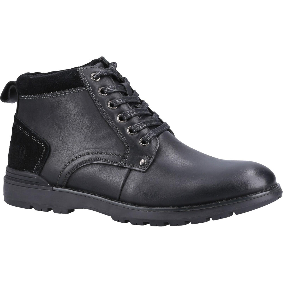 (12 UK, Black) Hush Puppies Mens Dean Leather Boots