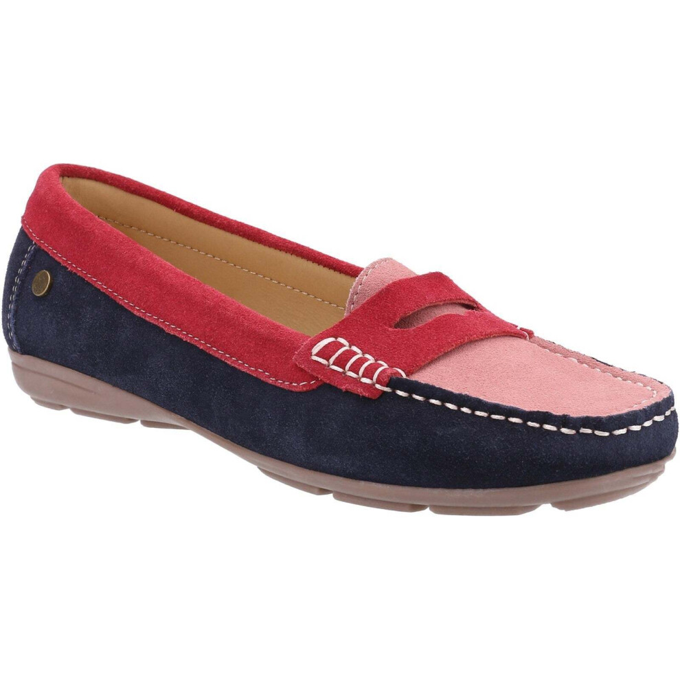 (4 UK, Red/Pink/Navy) Hush Puppies Womens/Ladies Margot Suede Loafers