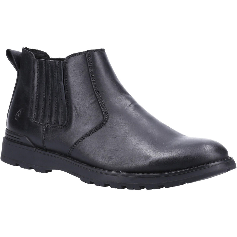 (12 UK, Black) Hush Puppies Mens Gary Leather Chelsea Boots