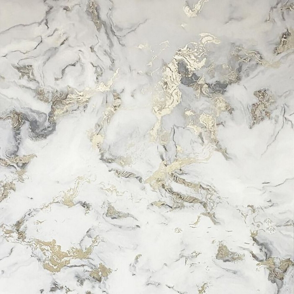 (10m x 53cm, Monochrome/Gold) Arthouse Bahia Marble Wallpaper