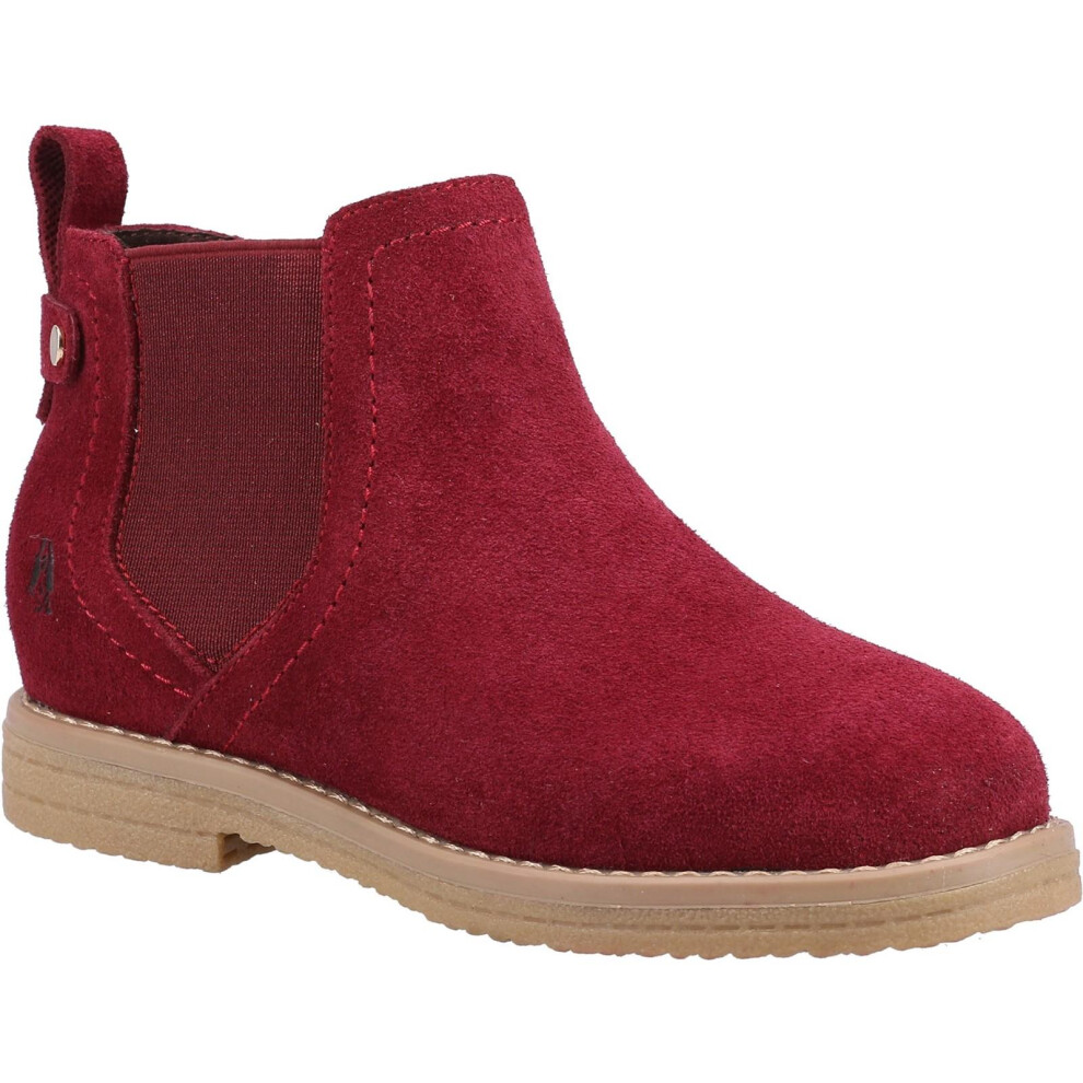 (13 UK Child, Burgundy) Hush Puppies Girls Mini Maddy Suede Ankle Boots