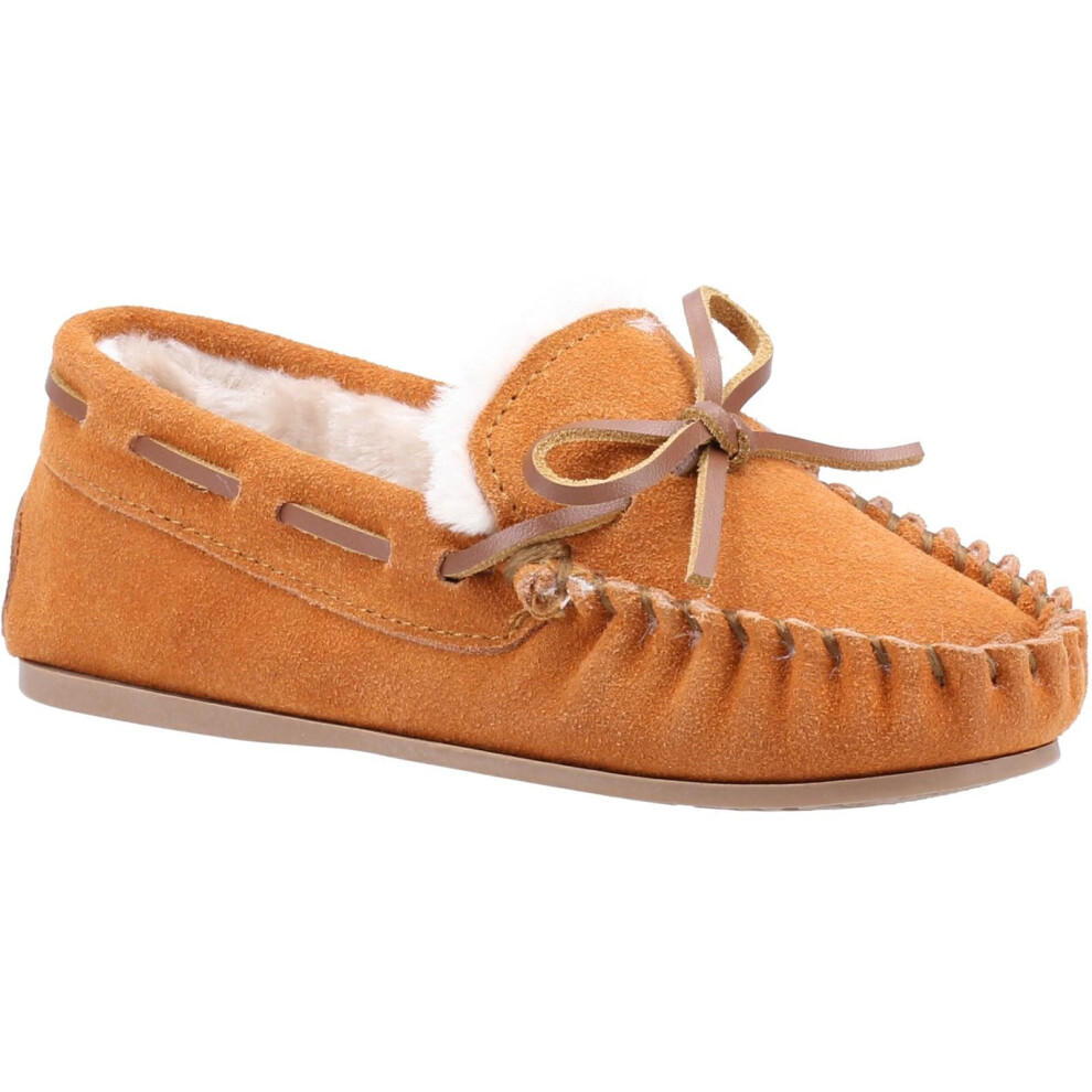 (1 UK, Tan) Hush Puppies Childrens/Kids Addison Suede Slippers