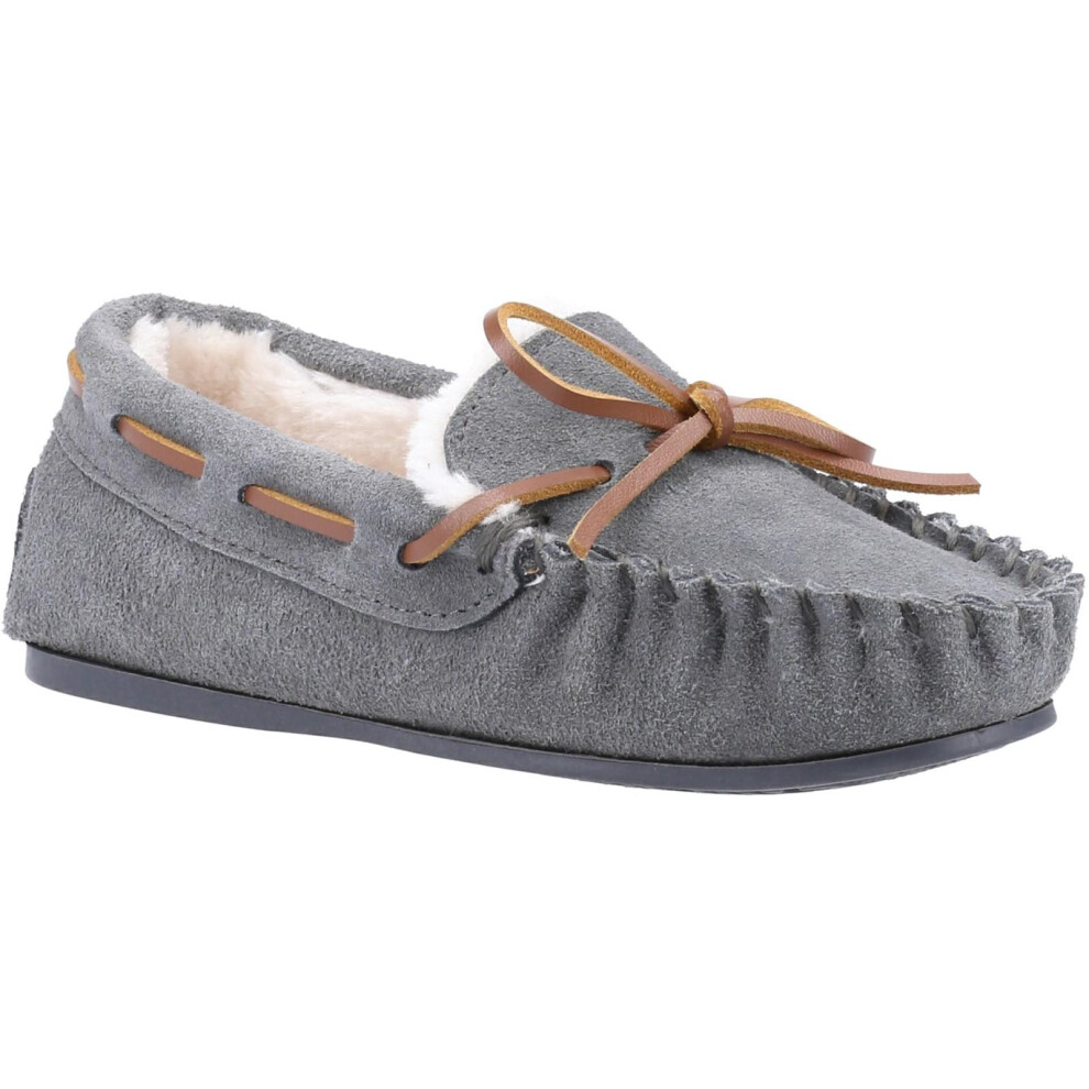 (3 UK, Grey) Hush Puppies Childrens/Kids Addison Suede Slippers