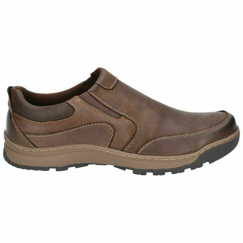 (6 UK, Brown) Hush Puppies Mens Jasper Slip On Leather Shoes