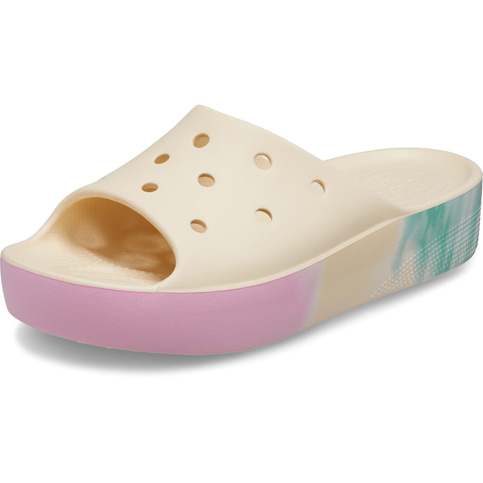 Crocs Womens Classic Slide  Platform Sandals  VanillaMulti  5