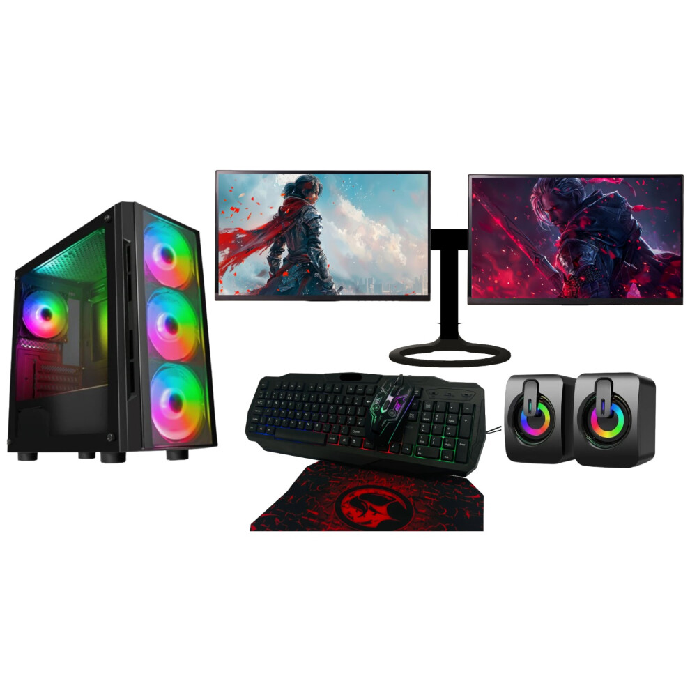 GamingPC Bundle Dual Monitors|core i5|16GB RAM|128GB SSD+1TB|GT710 2GB