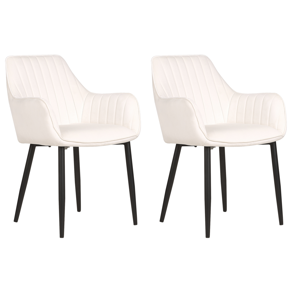 Set of 2 Dining Chairs WELLSTON Velvet Off-White