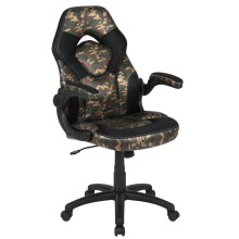 X10 Gaming Chair Racing Office Ergonomic Computer PC Adjustable Swivel Chair with Flipup Arms  CamouflageBlack LeatherSoft