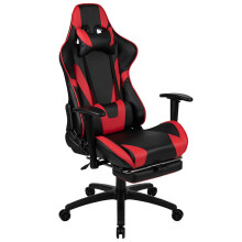 X30 Gaming Chair Racing Office Ergonomic Computer Chair with Fully Reclining Back and SlideOut Footrest in Red LeatherSoft