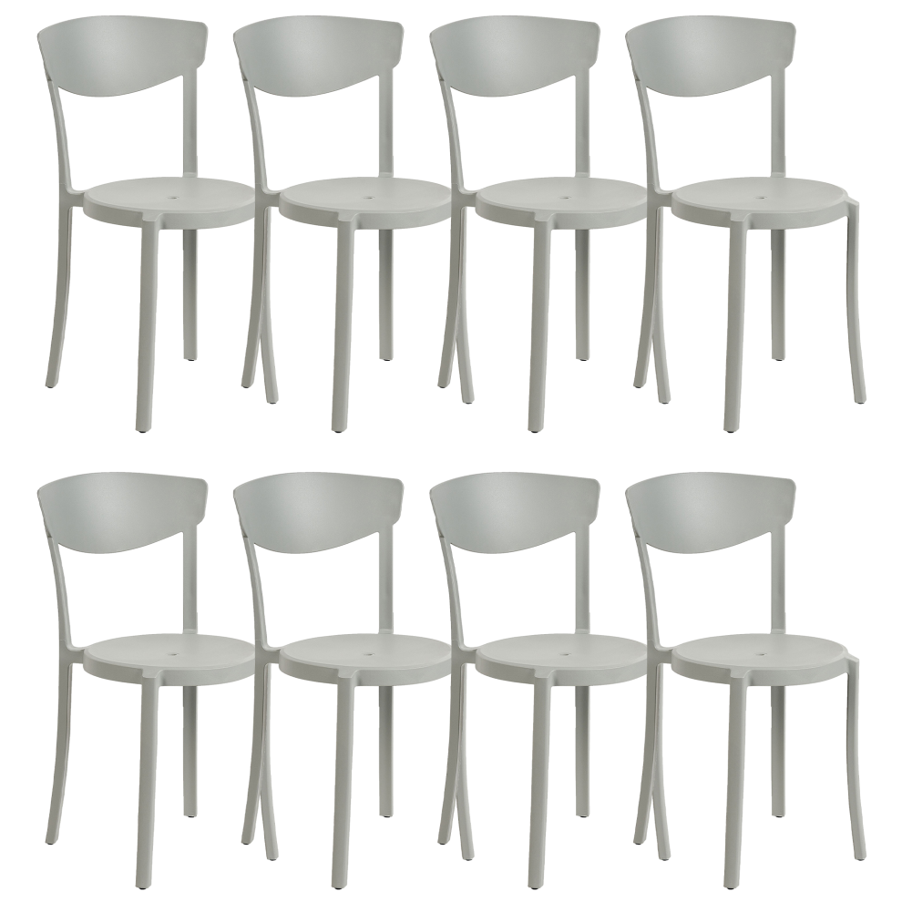 Set of 8 Dining Chairs VIESTE Light Grey
