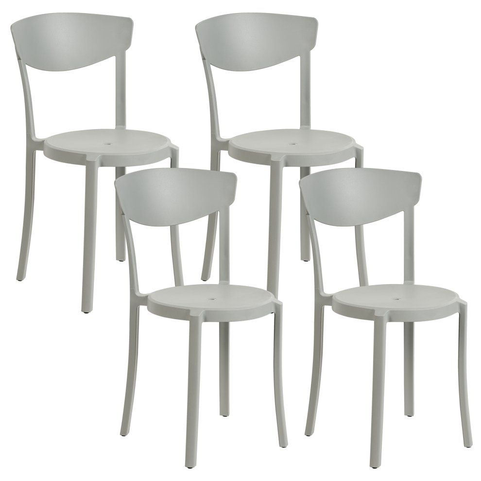Set of 4 Garden Chairs VIESTE Light Grey