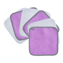 Polyte Premium Hypoallergenic Microfiber Makeup Remover and Facial cleansing cloth 8 x 8 in 6 Pack Purple White