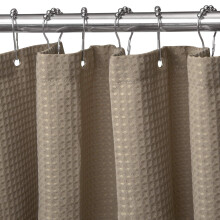Waffle Weave Shower curtain with Stainless Steel Hooks - 230 gSM Heavy Duty Fabric Bath curtains Hotel Luxury Quality Water Resistant Machine Washa