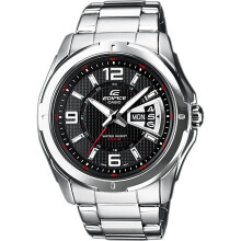 Casio Edifice EF129D Men's Black Stainless Steel Bracelet Watch, 49mm Case, One Size Bracelet, 10 ATM Water Resistant