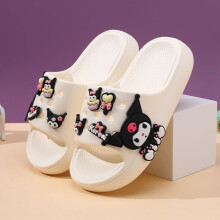 (White, 3031) Cartoon Kuromi Fun Slippers For Girls With Soft Eva Material Perfect For Spring