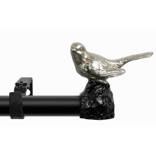 Merivillen halkaisijaltaan 1 tuuman yhden ikkunan käsittely verhotanko Pewter Bird Finials 28-48 tuuman musta sauva