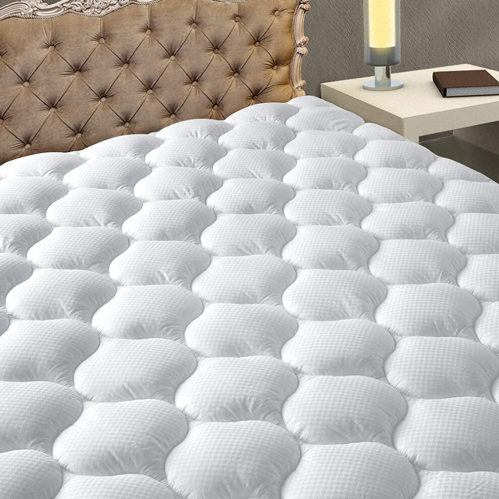 MATBEBY Bedding Quilted Fitted Full Mattress Pad Cooling Breathable Fluffy Soft Mattress Pad Stretches up to 21 Inch Deep Full